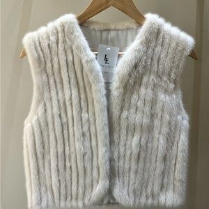 Genuine white mink Fur Vest in Cream